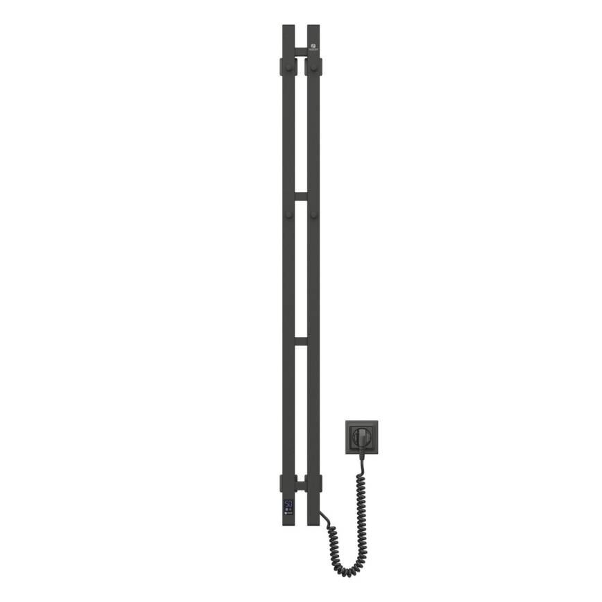 elekrtisk handdukstork med termostat SILOUETTE 187W/230V 120,6 cm IP44 svart rätt vinklat