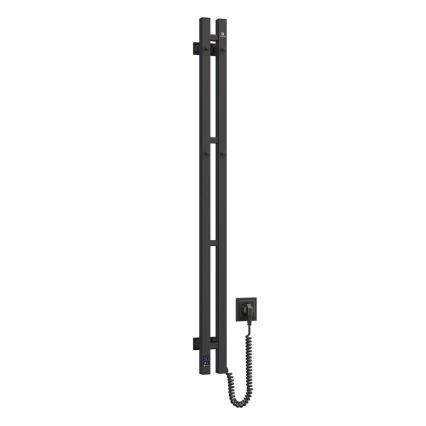 elekrtisk handdukstork med termostat SILOUETTE 187W/230V 120,6 cm IP44 svart rätt vinklat