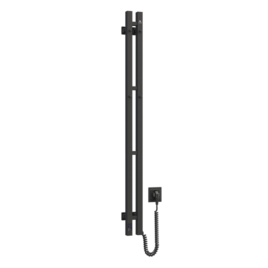 elekrtisk handdukstork med termostat SILOUETTE 187W/230V 120,6 cm IP44 svart rätt vinklat