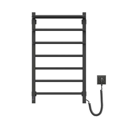 Elektrisk för badrum element med termostat FORTIS 350W/230V 80,6 cm IP44 svart rätt vinklat