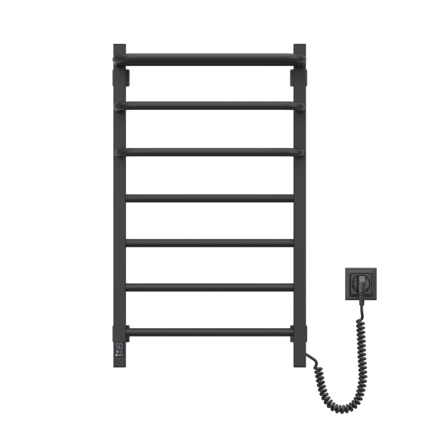 Elektrisk för badrum element med termostat FORTIS 350W/230V 80,6 cm IP44 svart rätt vinklat