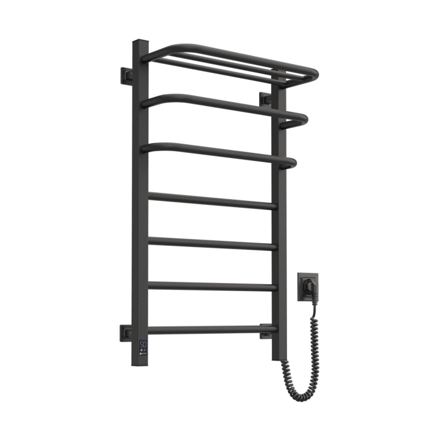 Elektrisk för badrum element med termostat FORTIS 350W/230V 80,6 cm IP44 svart rätt vinklat
