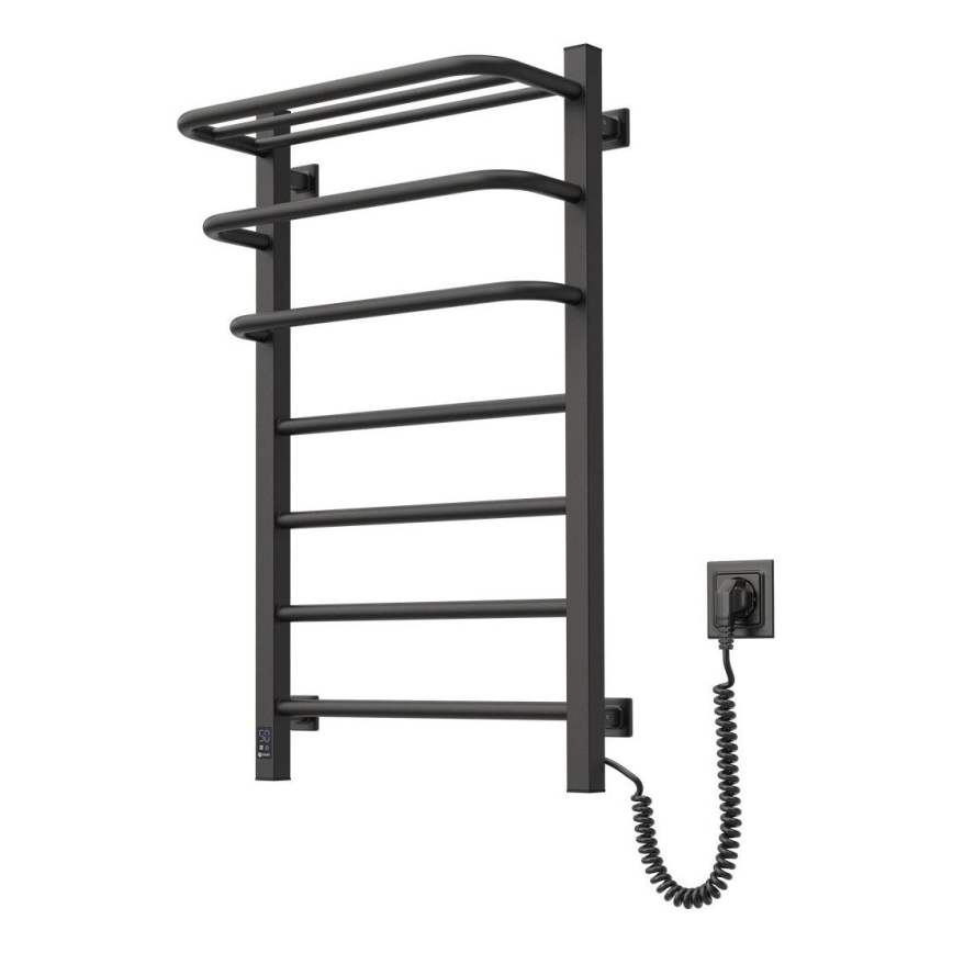 Elektrisk för badrum element med termostat FORTIS 350W/230V 80,6 cm IP44 svart rätt vinklat
