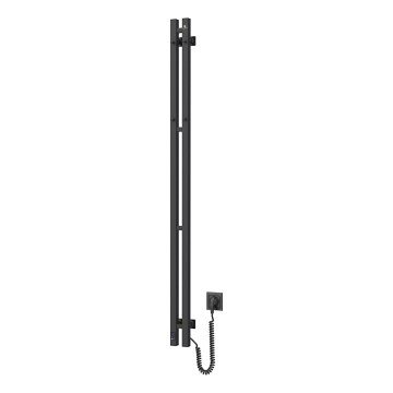 Elektrisk handdukstork med termostat SILOUETTE 200W/230V 150,6 cm IP44 svart högerutförande