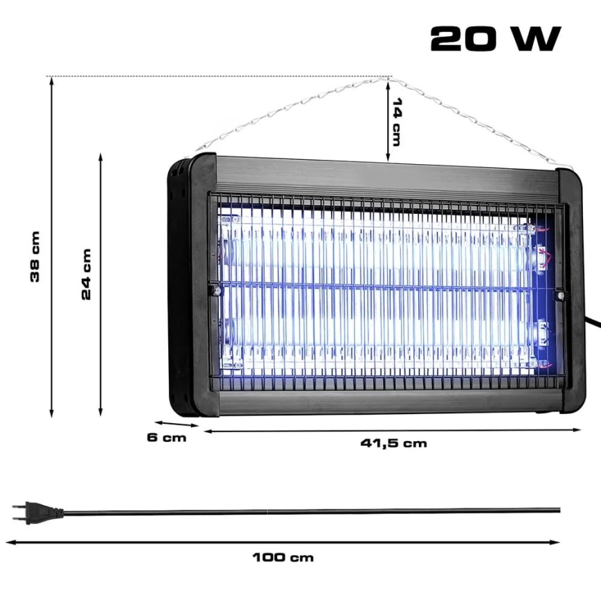 Elektrisk insektszapper 2x10W/230V 100 m²