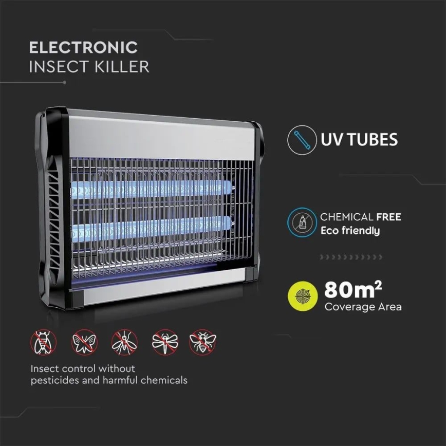 Elektrisk insektszapper 2x10W/230V 80 m²