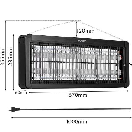 Elektrisk insektszapper 2x20W/230V 180 m²