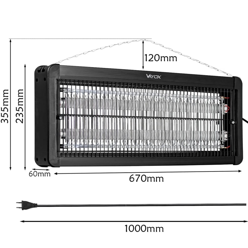 Elektrisk insektszapper 2x20W/230V 180 m²