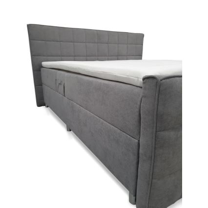 Elektrisk justerbar stoppad säng med madrasser och bäddmadrass HELEN 180x200 cm grå
