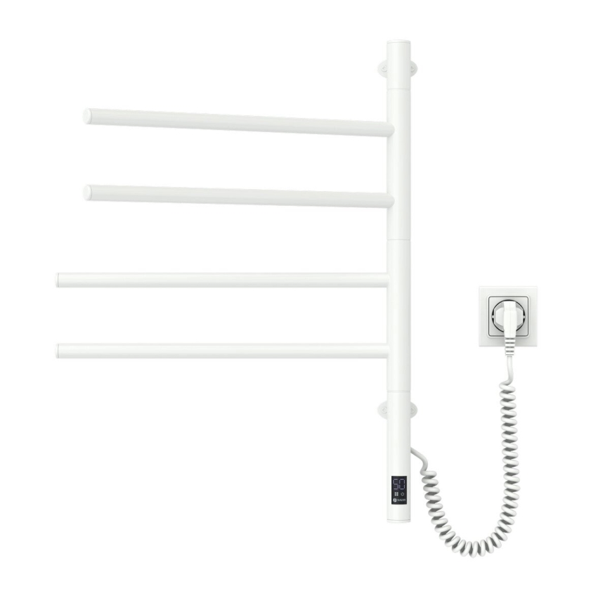 Elektrisk roterande handdukskena med termostat ARABESQUE 150W/230V 64,6 cm IP44 vit