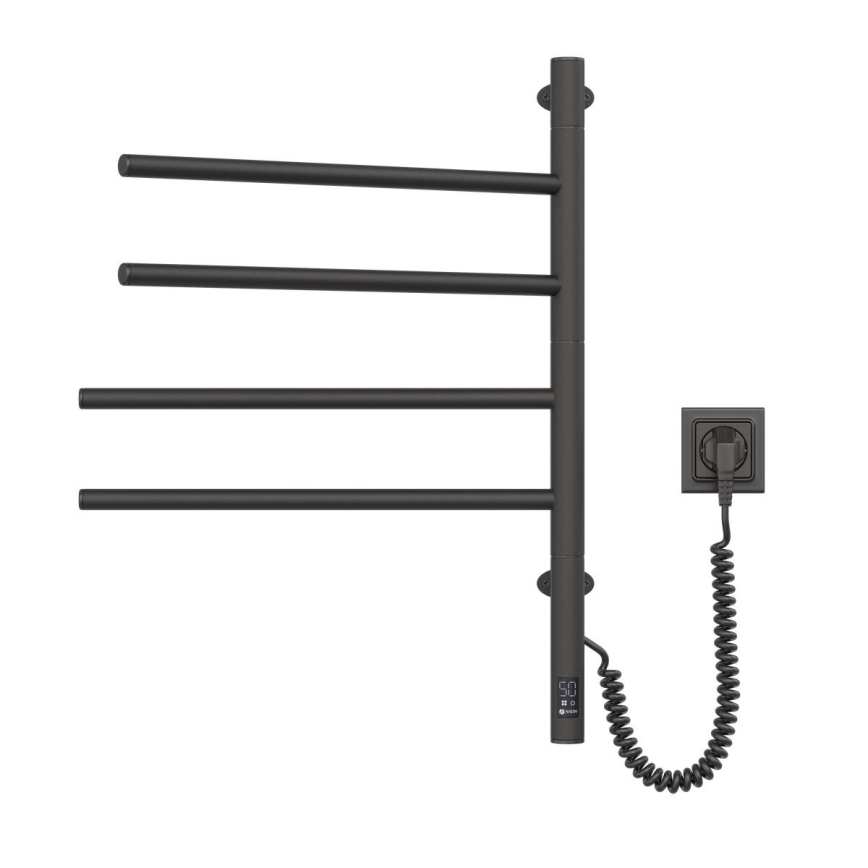 Elektrisk roterande handdukskena med termostat ARABESQUE 150W/230V 64,6 cm IP44 svart