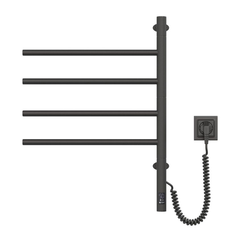Elektrisk roterande handdukskena med termostat ARABESQUE 150W/230V 64,6 cm IP44 svart