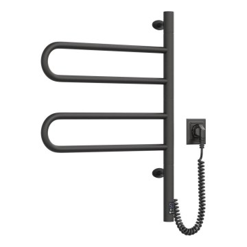 Elektrisk roterande handdukskena med termostat FOUETTE 128W/230V 64,6 cm IP44 svart