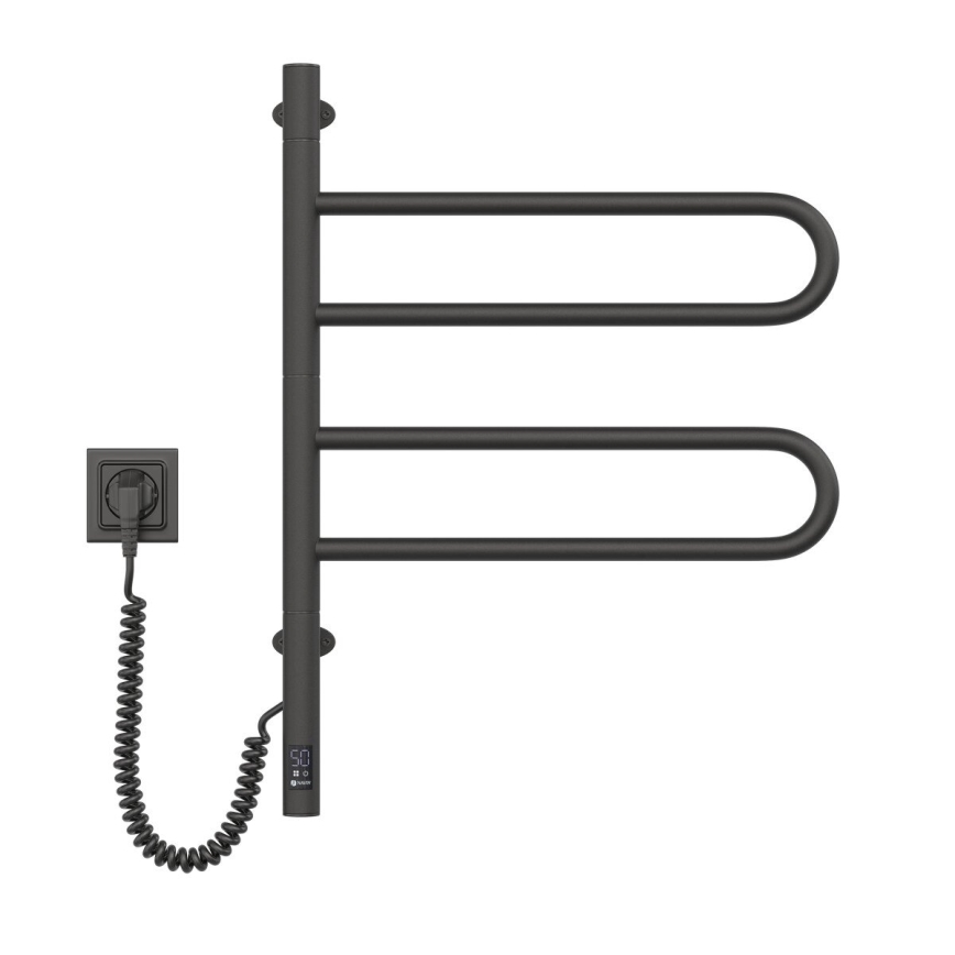 Elektrisk roterande handdukskena med termostat FOUETTE 128W/230V 64,6 cm IP44 svart