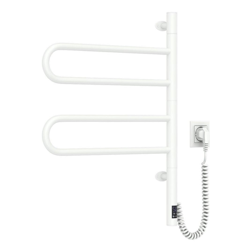 Elektrisk roterande handdukskena med termostat FOUETTE 128W/230V 64,6 cm IP44 vit