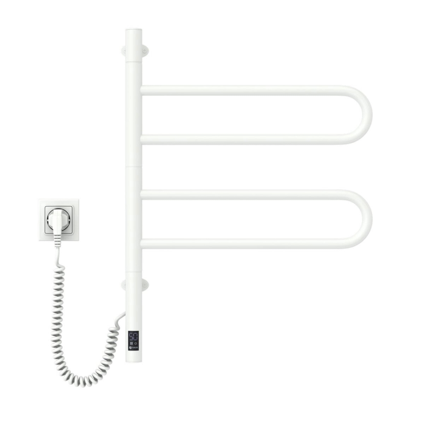 Elektrisk roterande handdukskena med termostat FOUETTE 128W/230V 64,6 cm IP44 vit