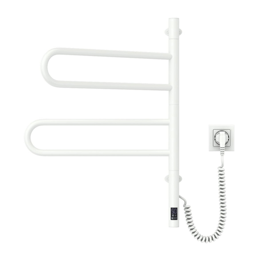 Elektrisk roterande handdukskena med termostat FOUETTE 128W/230V 64,6 cm IP44 vit