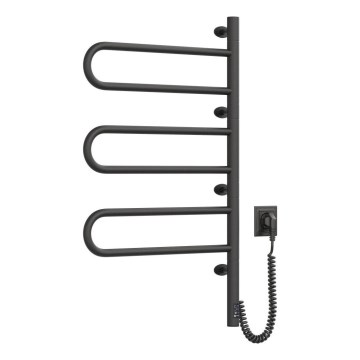 Elektrisk roterande handdukskena med termostat FOUETTE 185W/230V 81,8 cm IP44 svart