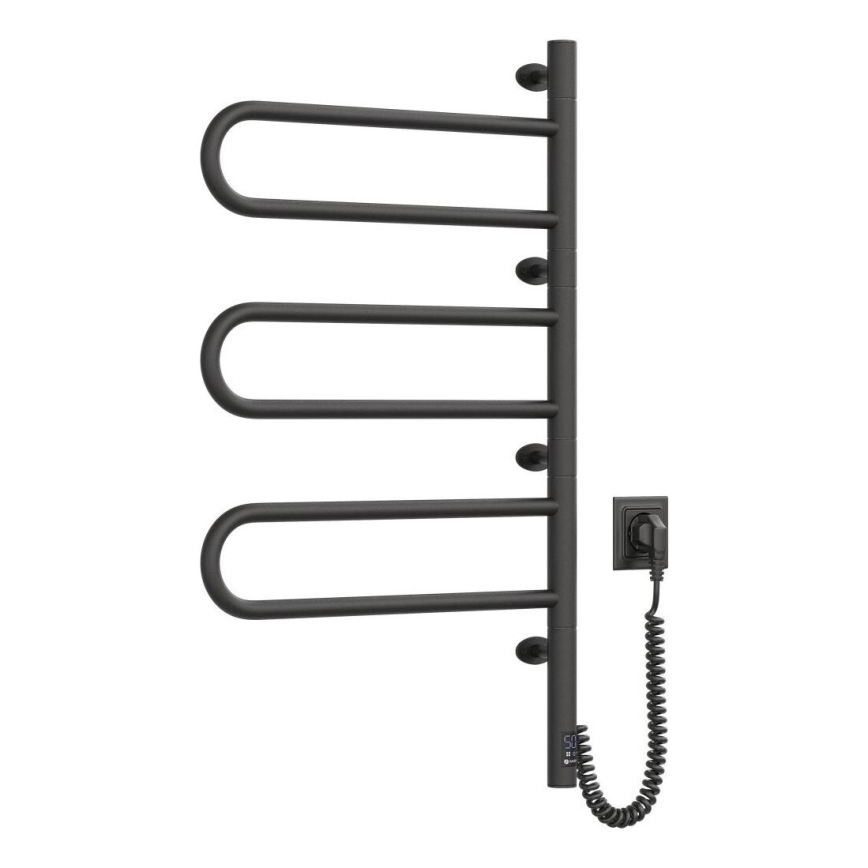 Elektrisk roterande handdukskena med termostat FOUETTE 185W/230V 81,8 cm IP44 svart