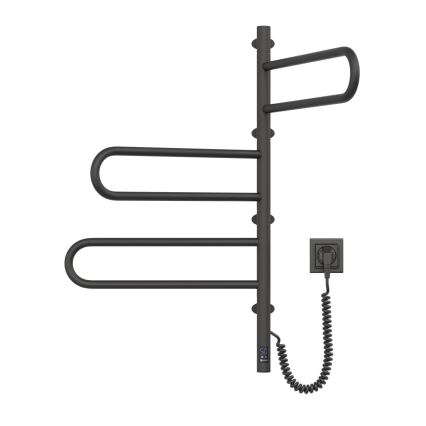 Elektrisk roterande handdukskena med termostat FOUETTE 185W/230V 81,8 cm IP44 svart