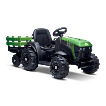 Elektrisk traktor med släpvagn 2x30W/7000 mAh svart/grön + fjärrkontroll