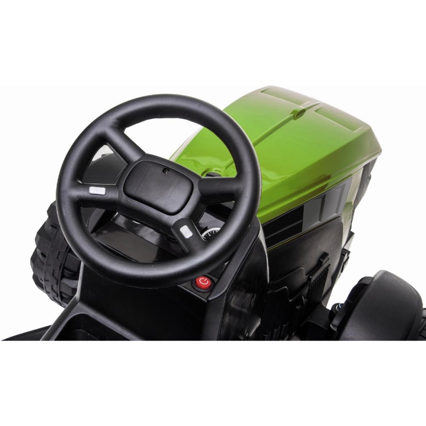 Elektrisk traktor med släpvagn 2x30W/7000 mAh svart/grön + fjärrkontroll
