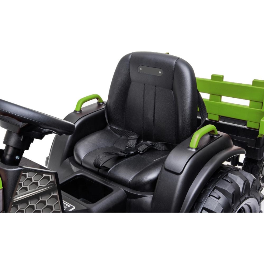 Elektrisk traktor med släpvagn 2x30W/7000 mAh svart/grön + fjärrkontroll