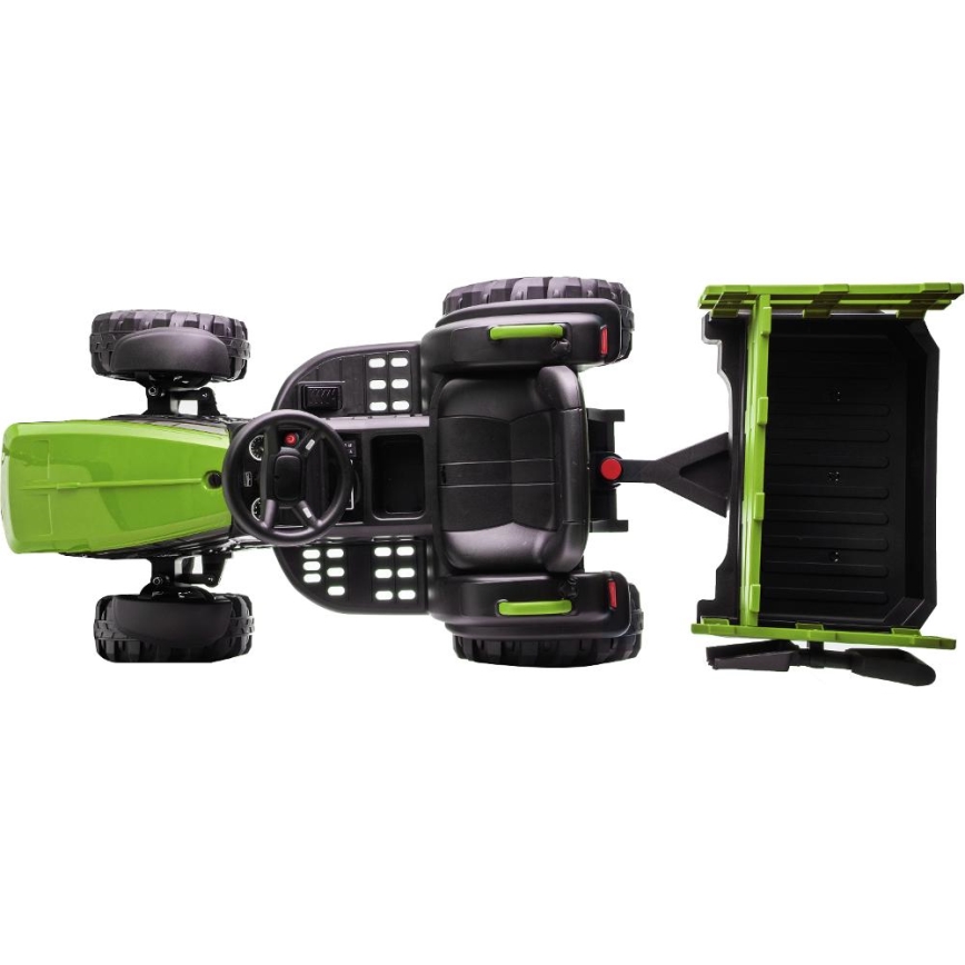 Elektrisk traktor med släpvagn 2x30W/7000 mAh svart/grön + fjärrkontroll