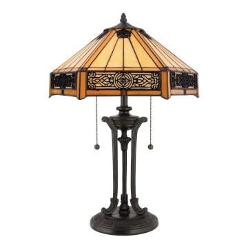 Elstead - Bordslampa INDUS 2xE27/60W/230V bärnsten glas
