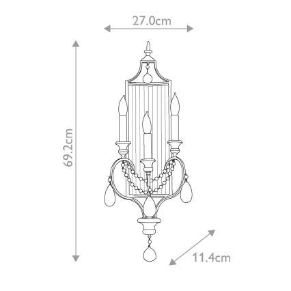 Elstead FE-GIANNA3W - Kristall vägglampa  GIANNA 3xE14/60W/230V