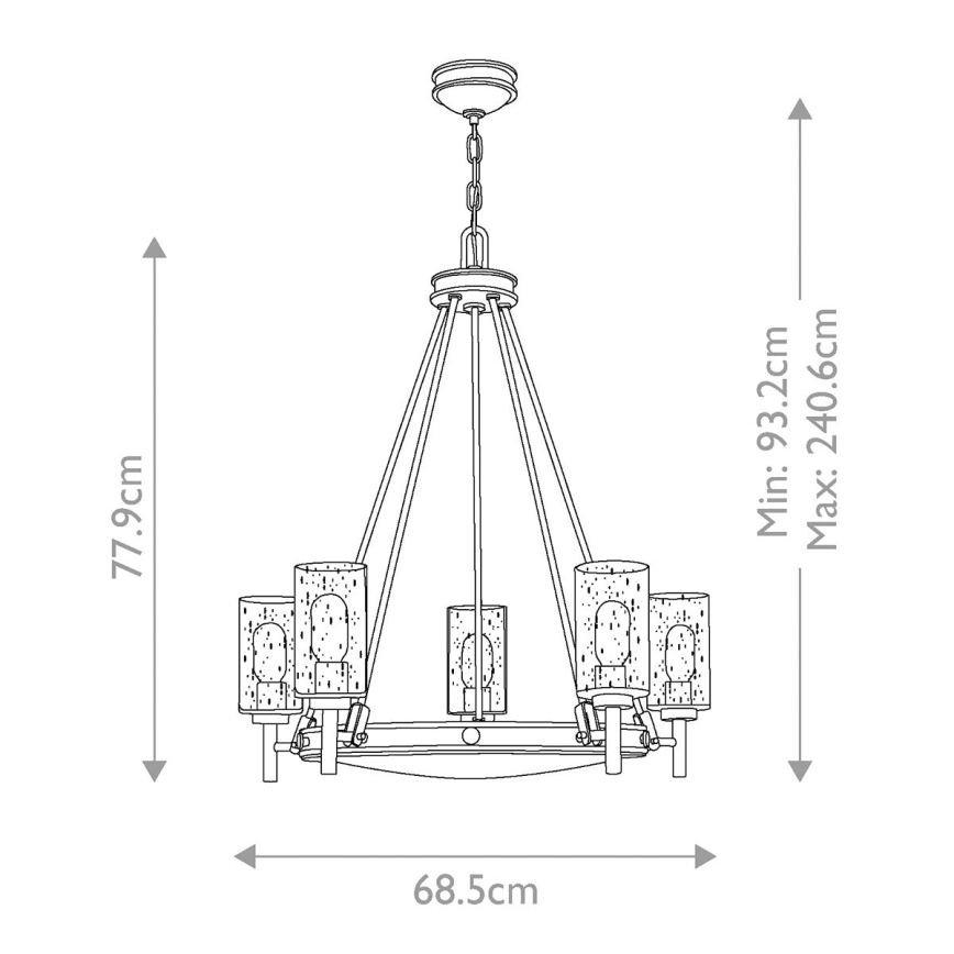 Elstead HK-COLLIER5 - Takkrona på en kedja  COLLIER 5xE27/100W/230V