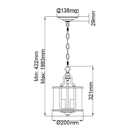 Elstead HK-GENTRY-P-S-PW - Takkrona på en kedja  GENTRY 3xE14/60W/230V
