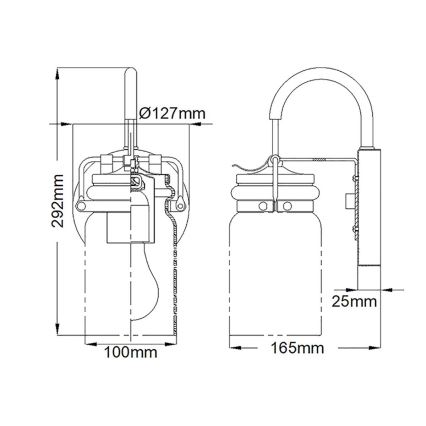 Elstead KL-BRINLEY1-NI - Vägglampa  BRINLEY 1xE27/60W/230V matt krom