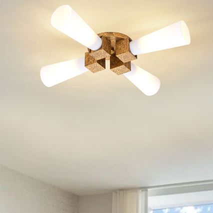 Elstead - Taklampa på stång KRISTY 4xE27/40W/230V koppar