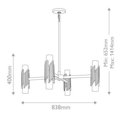 Elstead - Taklampa på stång MARVELE 8xE14/40W/230V guld