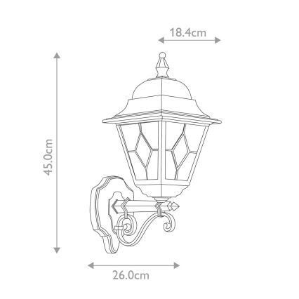 Elstead NR1-BLK - Utomhus vägglampa  NORFOLK 1xE27/100W/230V IP43