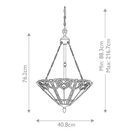 Elstead - Tiffany BELLE taklampa med kedja, 3xE27/100W/230V