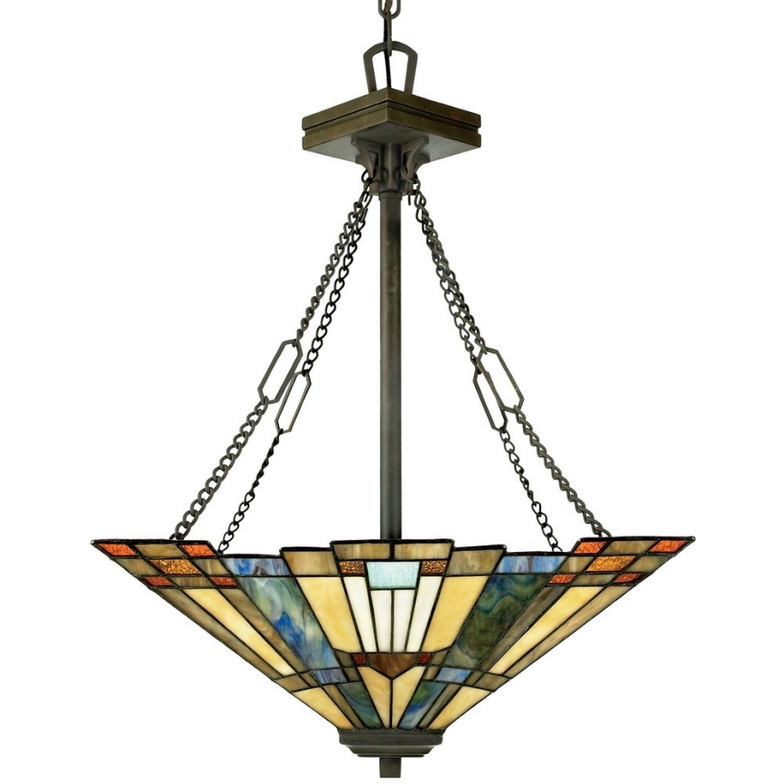 Elstead - Taklampa med kedja Tiffany INGLENOOK 3xE27/100W/230V