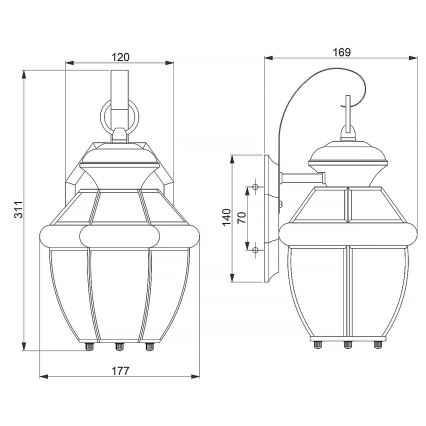 Elstead QZ-NEWBURY2-S-PB - Utomhus vägglampa  NEWBURY 1xE27/150W/230V IP44