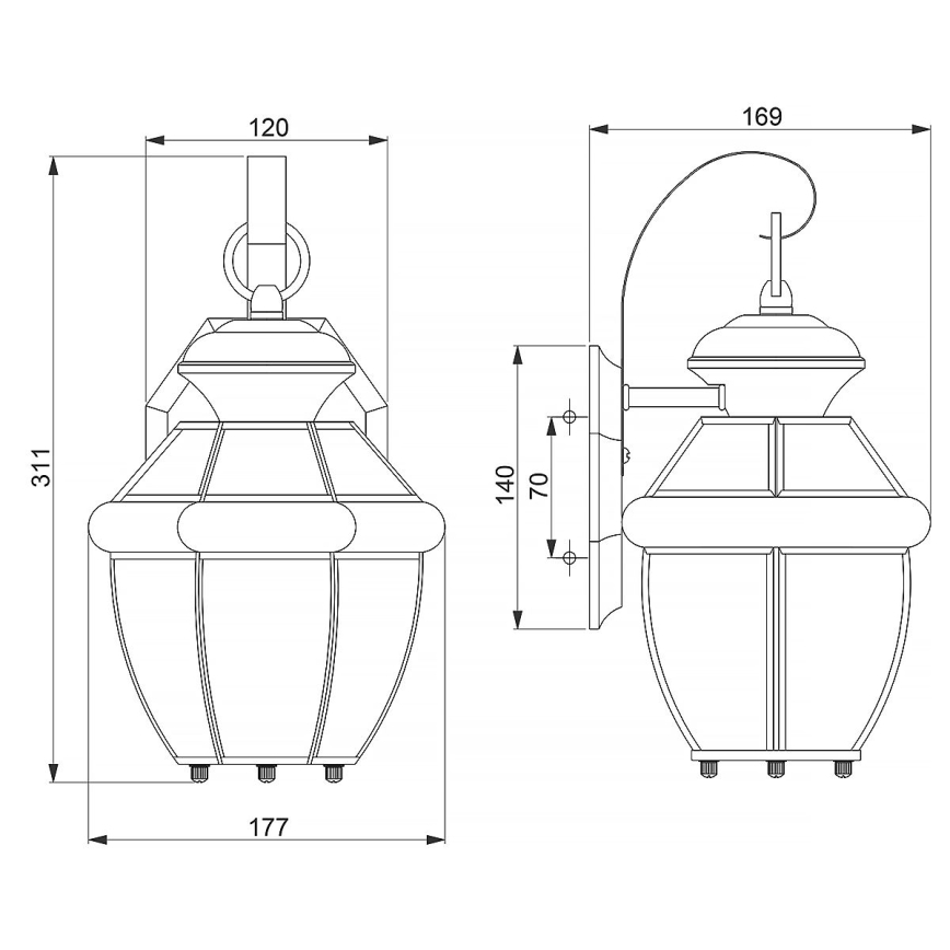 Elstead QZ-NEWBURY2-S-PB - Utomhus vägglampa  NEWBURY 1xE27/150W/230V IP44