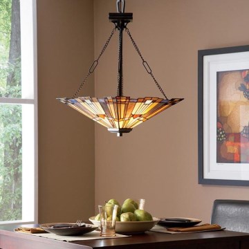 Elstead - Taklampa med kedja Tiffany INGLENOOK 3xE27/100W/230V