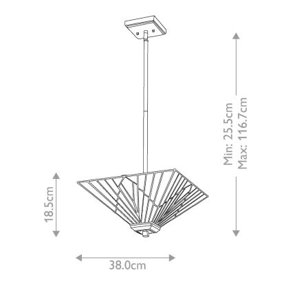 Elstead - Taklampa med stång Tiffany ALDERLEY 2xE27/60W/230V