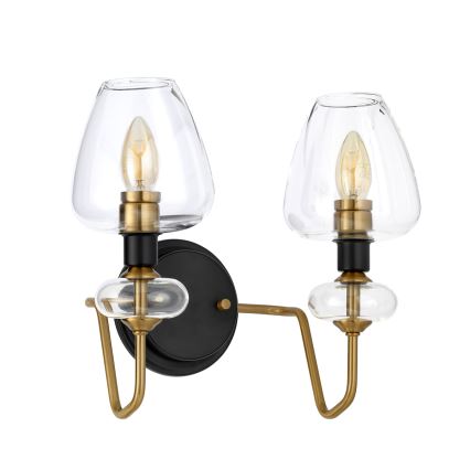 Elstead - Vägglampa ARMAND 2xE14/40W/230V svart/mässing