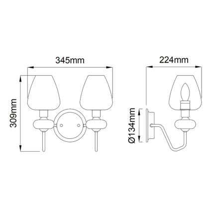 Elstead - Vägglampa ARMAND 2xE14/40W/230V svart/mässing