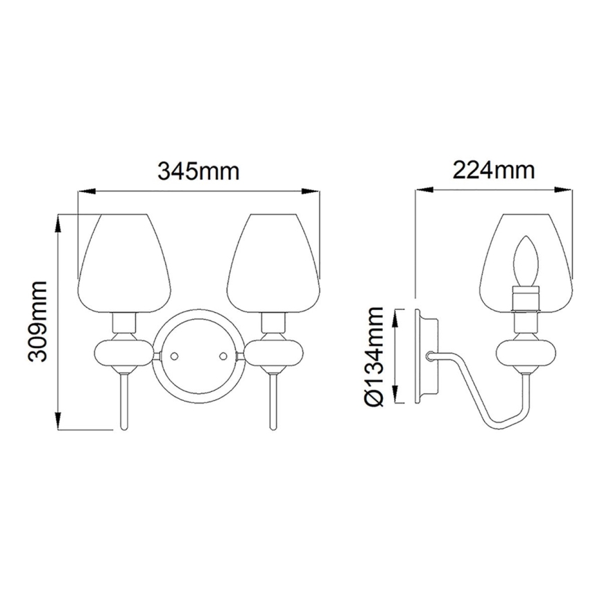 Elstead - Vägglampa ARMAND 2xE14/40W/230V svart/mässing