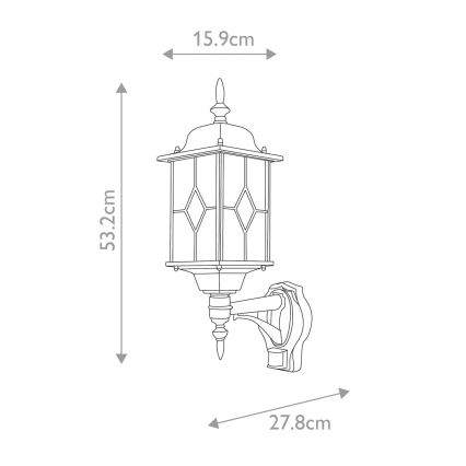 Elstead WX1-PIR - Utomhuslampa med sensor WEXFORD 1xE27/100W/230V IP44