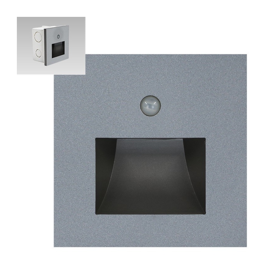 Emithor 70416 - LED trappbelysning with a sensor SUNNY LED/1W/230V 4000K grå