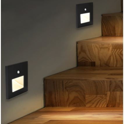 Emithor 70418 - LED trappbelysning with a sensor SUNNY LED/1W/230V 4000K svart