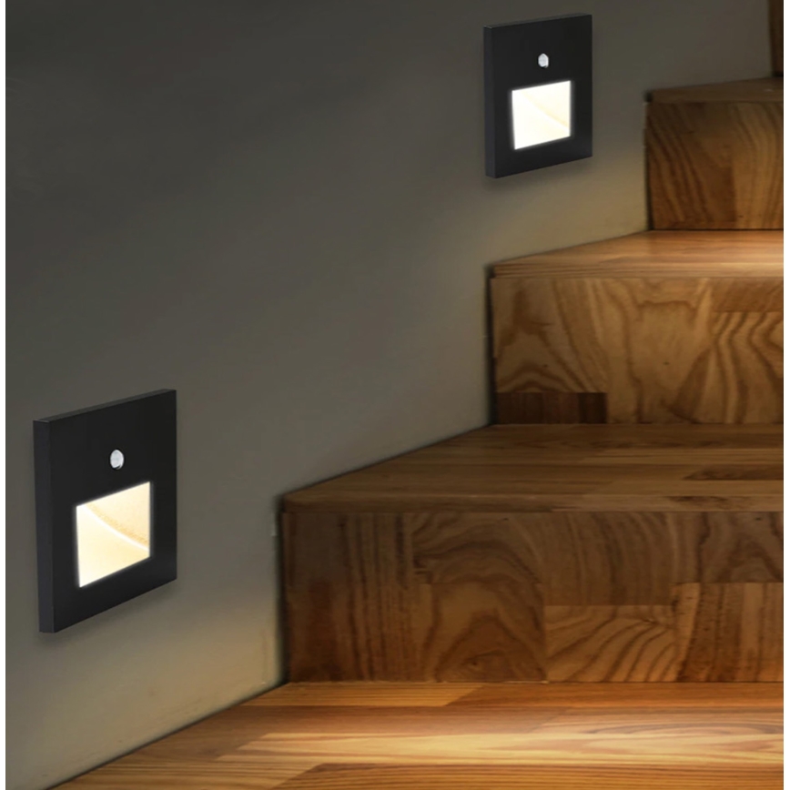Emithor 70418 - LED trappbelysning with a sensor SUNNY LED/1W/230V 4000K svart