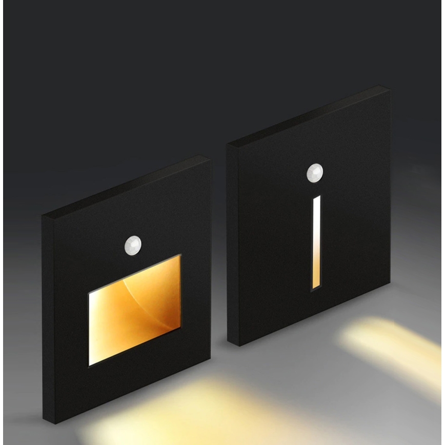 Emithor 70418 - LED trappbelysning with a sensor SUNNY LED/1W/230V 4000K svart